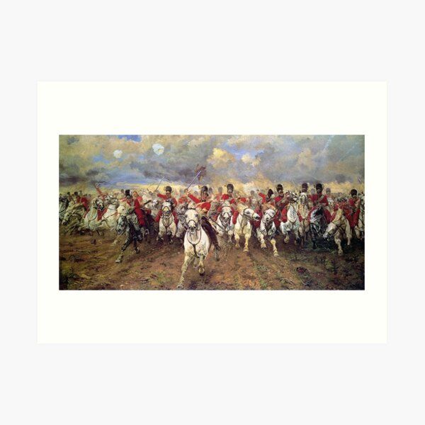 Scotland Forever! 1881, Battle of Waterloo, Lady Butler, Charge of the Royal Scots Greys. Art Print