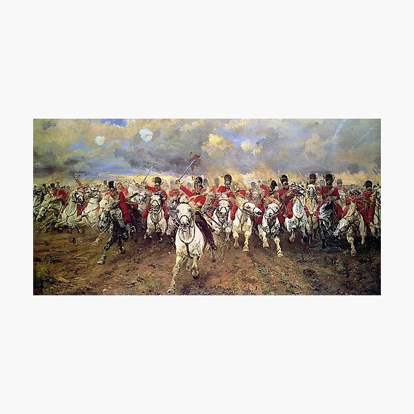 Scotland Forever! 1881, Battle of Waterloo, Lady Butler, Charge of the Royal Scots Greys. Photographic Print