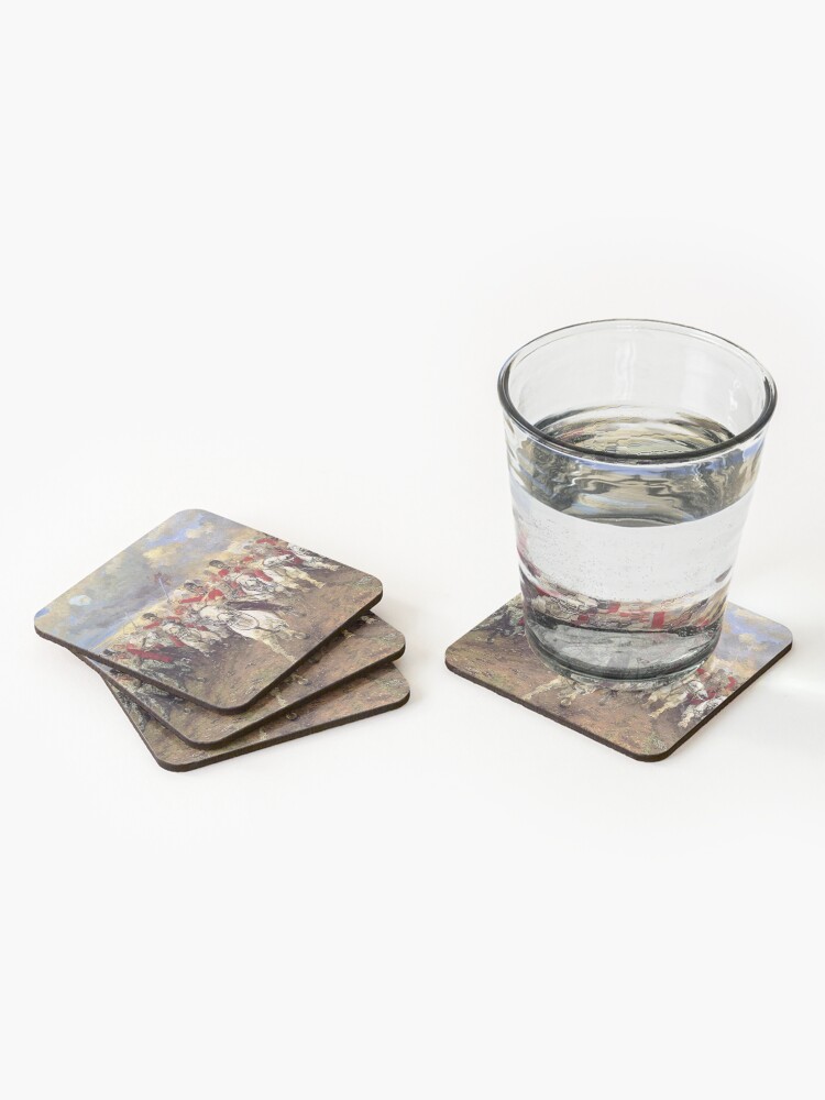 Alternate view of Scotland Forever! 1881, Battle of Waterloo, Lady Butler, Charge of the Royal Scots Greys. Coasters (Set of 4)
