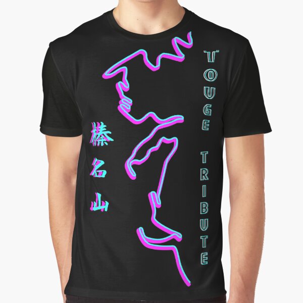 秋名 Akina Touge Synthwave Grafik T-Shirt