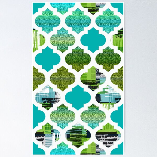 Item preview, Teal y Green Trellis Art designed and sold by Feramici.