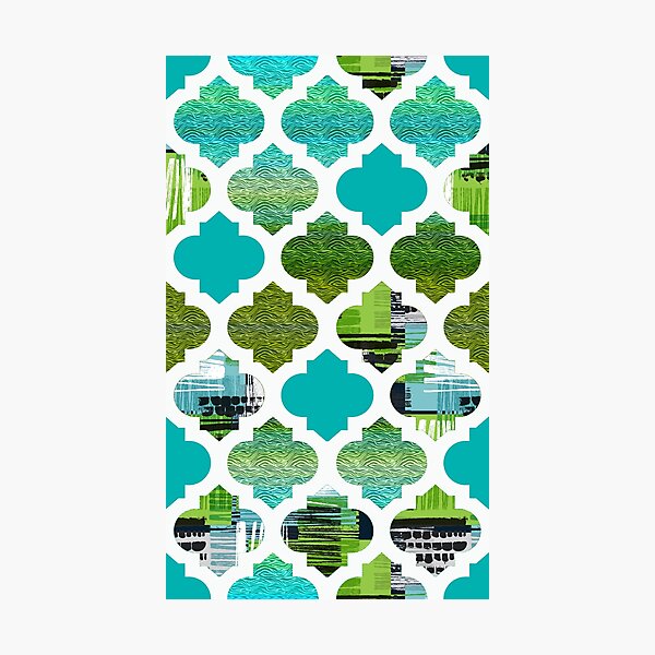 Item preview, Teal and Green Trellis Art designed and sold by Feramici.