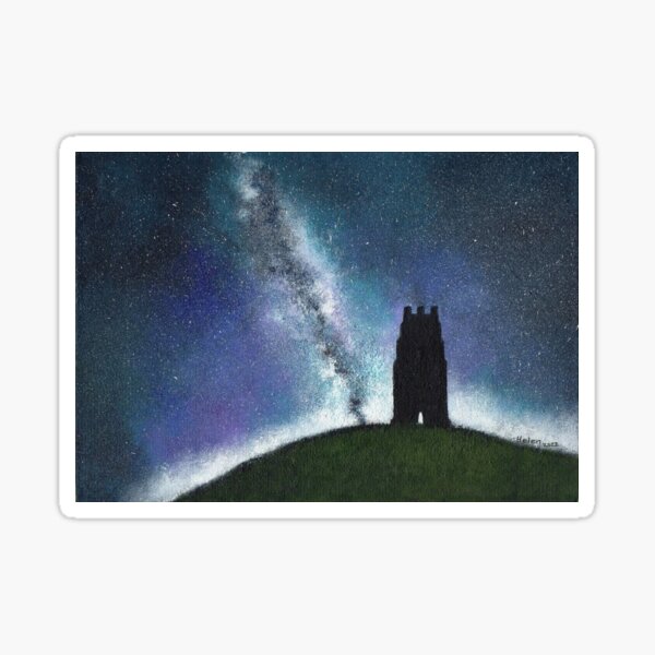 Item preview, 'Cosmic Glastonbury Tor' acrylic painting designed and sold by helenvjames.