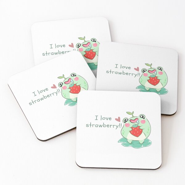 Item preview, frog with a strawberry i love strawberry!!   designed and sold by takakamiyama.