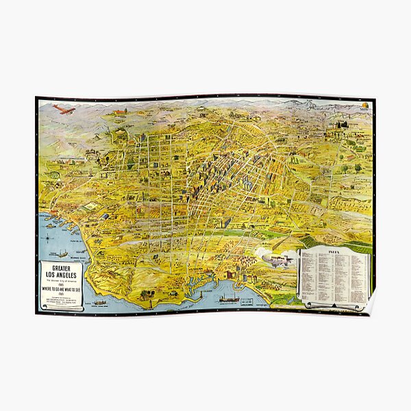 Early Map of Spanish Mexican Ranchos Los Angeles County Poster History Vintage