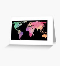 rainbow watercolor continents Greeting Card