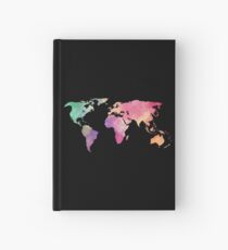 rainbow watercolor continents Hardcover Journal