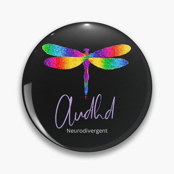 Aperçu de l'œuvre Libellule arc-en-ciel AuDHD (fond sombre) créée et vendue par Danspie.