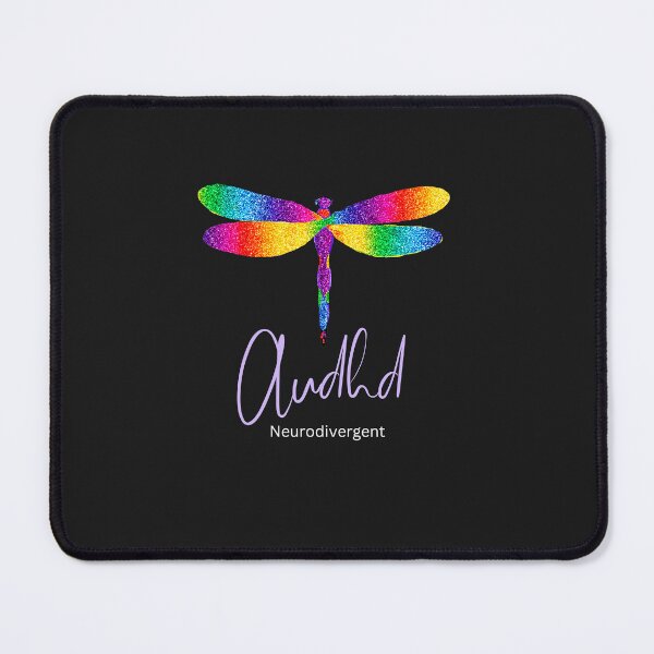 Aperçu de l'œuvre Libellule arc-en-ciel AuDHD (fond sombre) créée et vendue par Danspie.