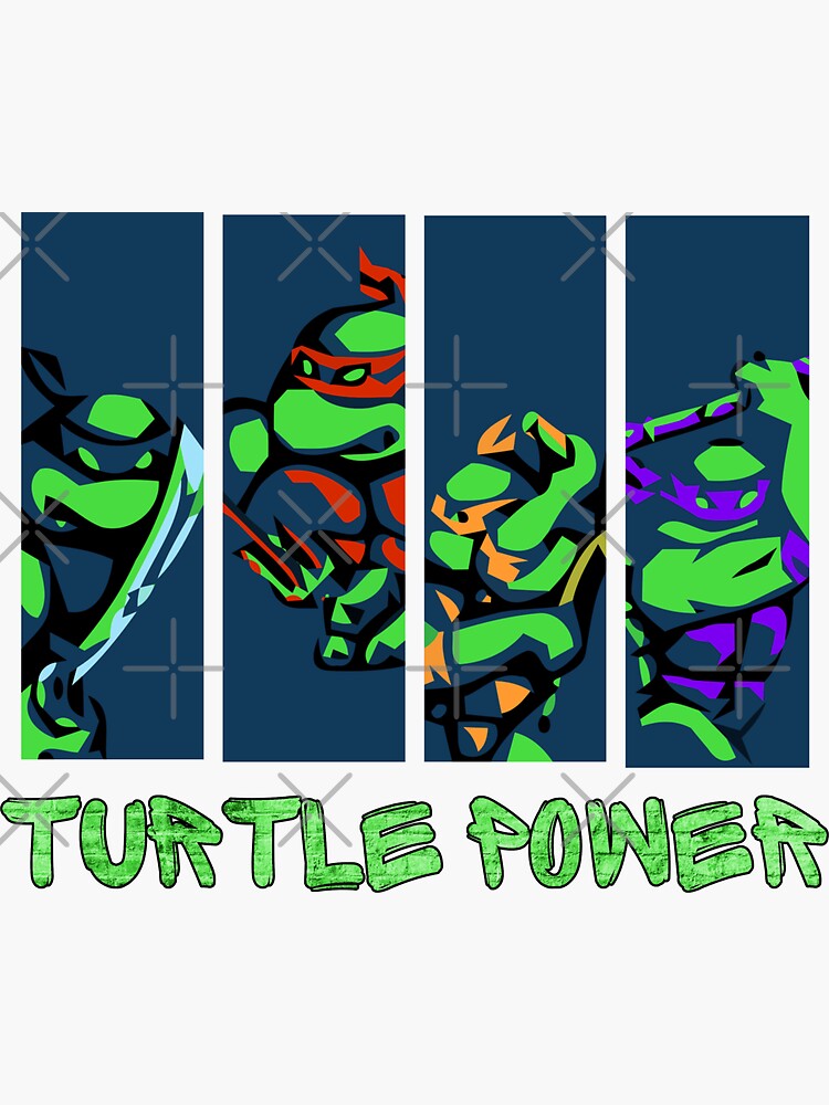 "TMNT Ninja Turtles Classic Retro 80's Turtle Power!" Sticker for