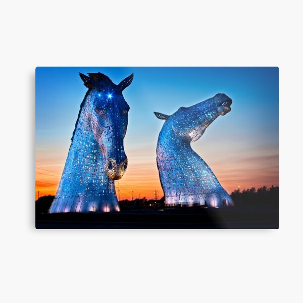EVENING FALLS ON THE KELPIES Metal Print
