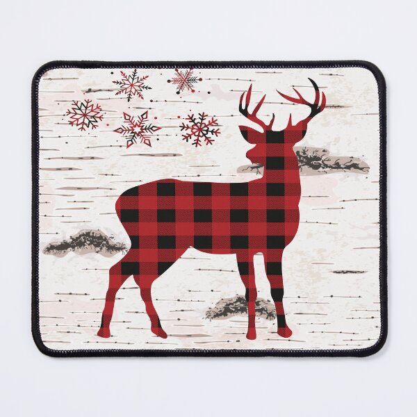 Item preview, Red Buffalo Plaid Snow Flake Reindeer designed and sold by bizbostudio.