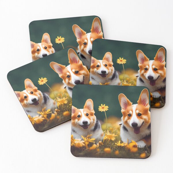 Item preview, Happy Corgis In Sunflower Field designed and sold by Paint-of-Heart.
