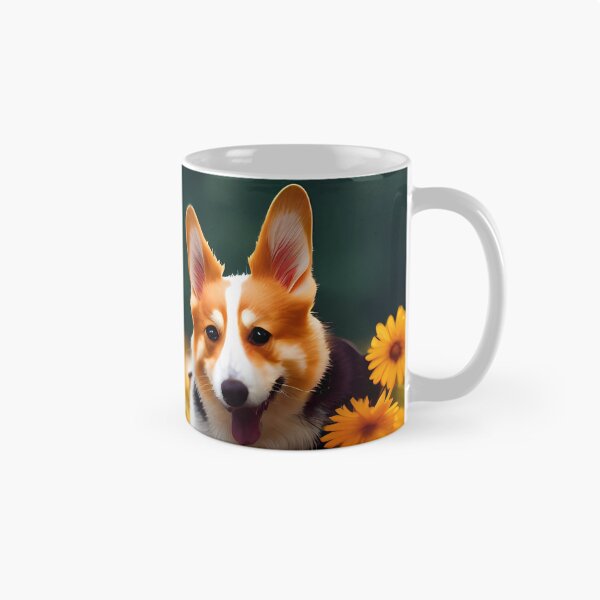 Item preview, Happy Corgis In Sunflower Field designed and sold by Paint-of-Heart.