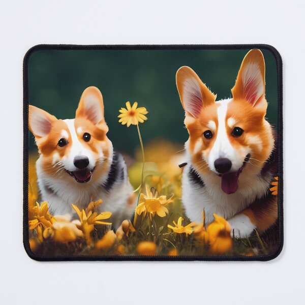 Item preview, Happy Corgis In Sunflower Field designed and sold by Paint-of-Heart.