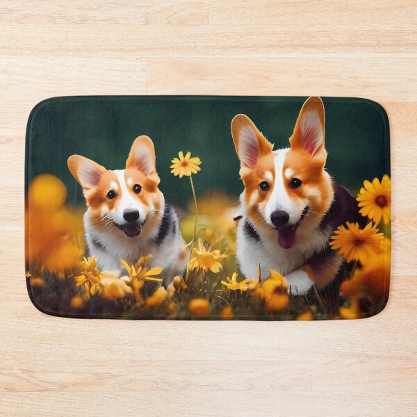 Item preview, Happy Corgis In Sunflower Field designed and sold by Paint-of-Heart.