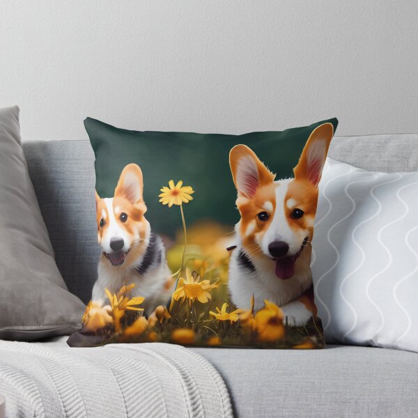 Item preview, Happy Corgis In Sunflower Field designed and sold by Paint-of-Heart.