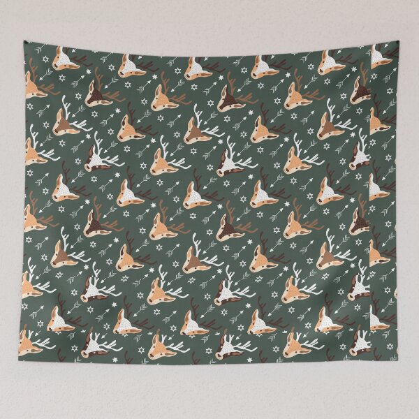 Item preview, Christmas Seamless Pattern - Green Background With Raindeers designed and sold by ImagesDesigns.