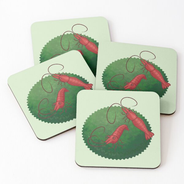 Item preview, Double Cherry Red Naocaridina Freshwater Shrimp on Marimo Moss Ball designed and sold by SnowAfterFyre.