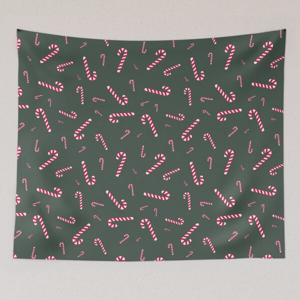 Item preview, Christmas Seamless Pattern - Green Background With Candy Canes designed and sold by ImagesDesigns.