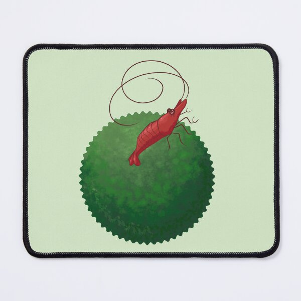 Item preview, Single Cherry Red Naocaridina Freshwater Shrimp on Marimo Moss Ball designed and sold by SnowAfterFyre.
