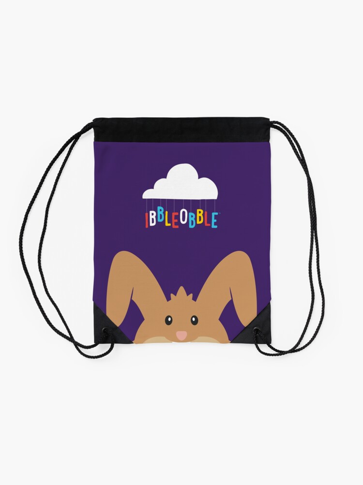 Thumbnail 2 of 3, Drawstring Bag, Ibbleobble™ Kelly The Rabbit Face With Cloud - Drawstring Bag - Purple designed and sold by ibbleobble.