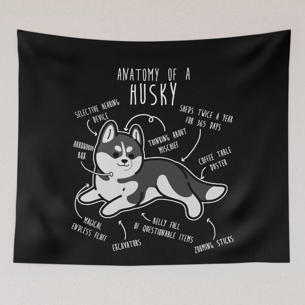 Item preview, Black and White Siberian Husky Dog Anatomy designed and sold by Clara Hollins.
