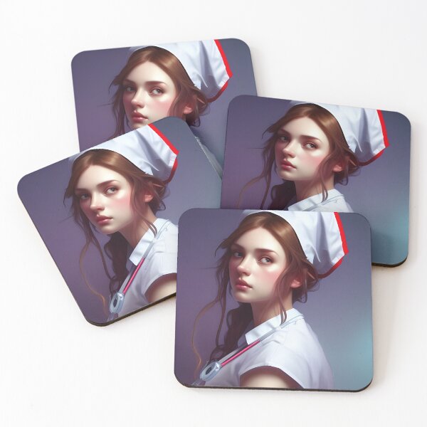 Item preview, Beautiful Brunette Vampire in Nurse Uniform Blue and Green designed and sold by Eliteijr.