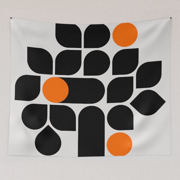 Item preview, Minimal Geometric Shapes 03 | Abstract Art Mid Century Bauhaus Inspired Orange Black designed and sold by MarleneCanto.