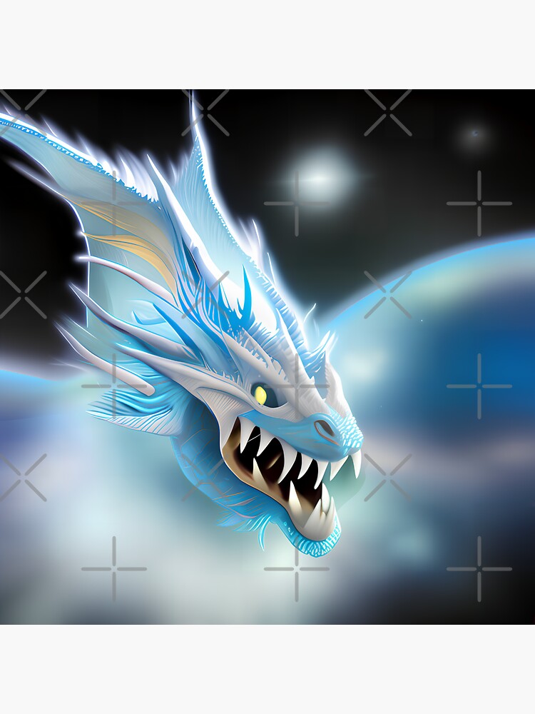 Thumbnail 3 of 3, Sticker, Ice Dragon in Outer Space designed and sold by dragynrain.