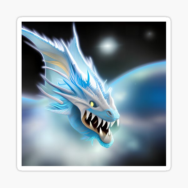 Ice Dragon in Outer Space Sticker