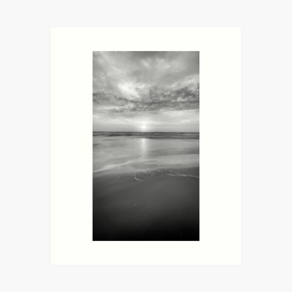 Silky Black & White Beachfront Art Print
