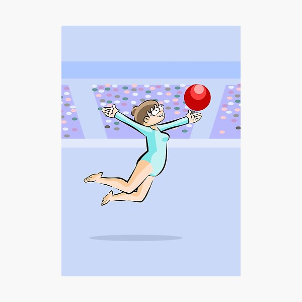 Item preview, Artistic gymnastic girl jumping with ball in the International Games designed and sold by DibuHumor.