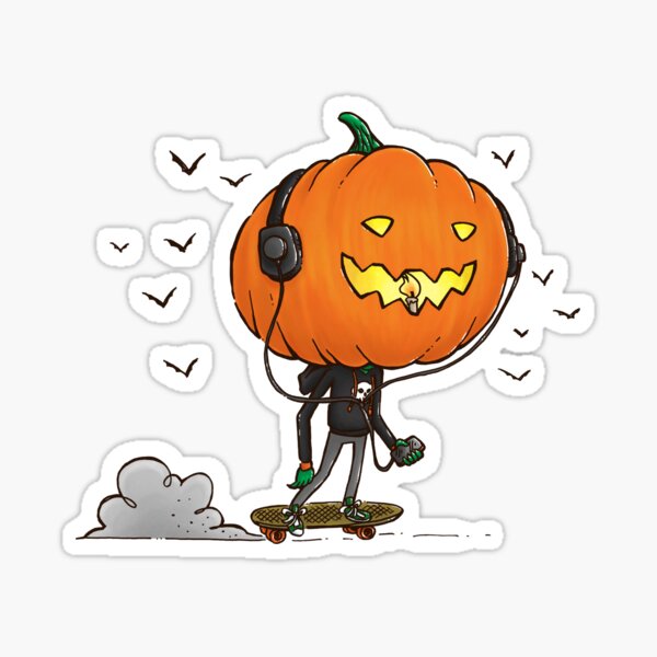 The Skater Pumpkin Sticker