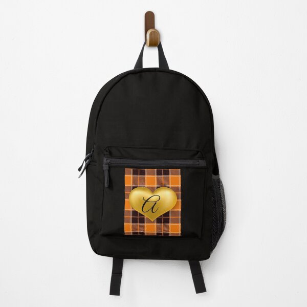 Artikelvorschau, Abstraktes warmes Plaid-Puff-Goldherz mit Initiale-A entworfen und verkauft von SunMoonBeyond.