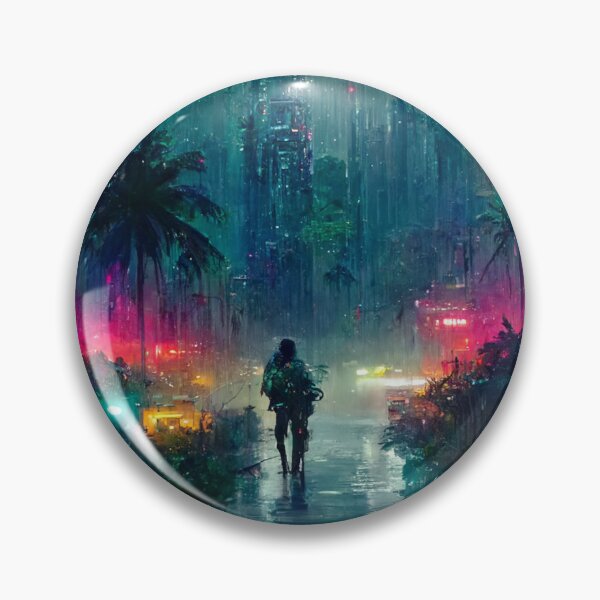 Item preview, Baig - Karachi 1986 - Walking in Cyberpunk City through the Rain - Painting designed and sold by Karachi1986.