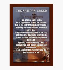 Navy Sailor Creed Poster Photographic Print