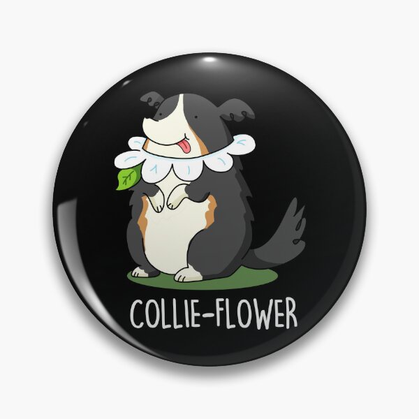 Item preview, Collie-flower Funny Border Collie Dog Puns (Dark BG) designed and sold by punnybone.