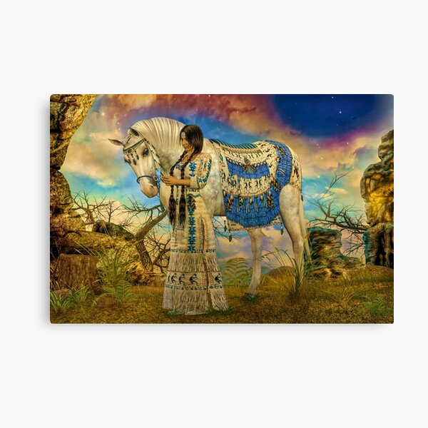  Cacique Native American Picture Wall Decor Colorful Indian  Native Chief And Horse Canvas Wall Art Framed Poster Prints Wall Painting  For Home Bedroom Living Room Decoration - 28x40 Inch : Automotive