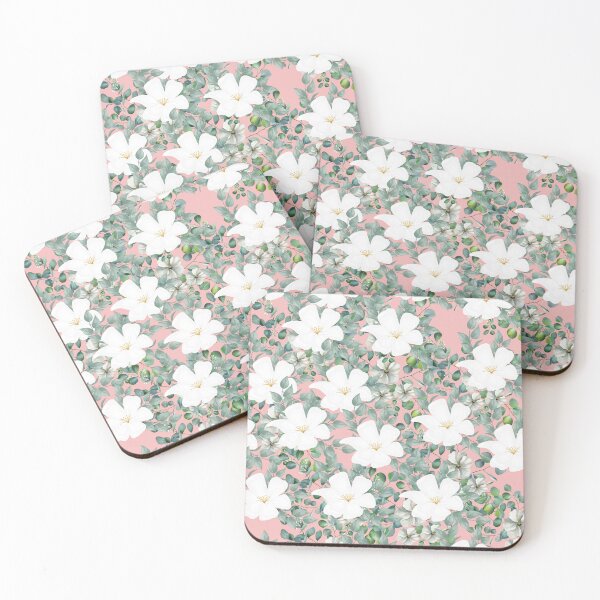 Aperçu de l'œuvre fleurs blanches, fleur blanche, motif floral blanc, roses blanches, jardin, tulipes blanches créée et vendue par quotefactory.
