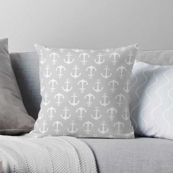 Anchors Aweigh - gray Throw Pillow