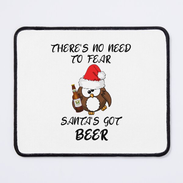 Item preview, There's No Need To Fear Santa's Got A Beer - A  Cute Drunk Santa Owl Staggering And Holding A Beer designed and sold by Oaks Creations.