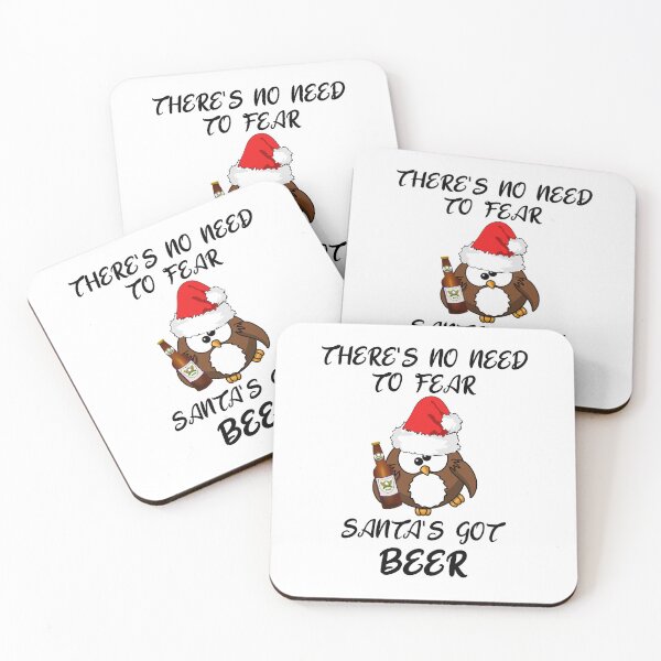 Item preview, There's No Need To Fear Santa's Got A Beer - A  Cute Drunk Santa Owl Staggering And Holding A Beer designed and sold by Oaks Creations.