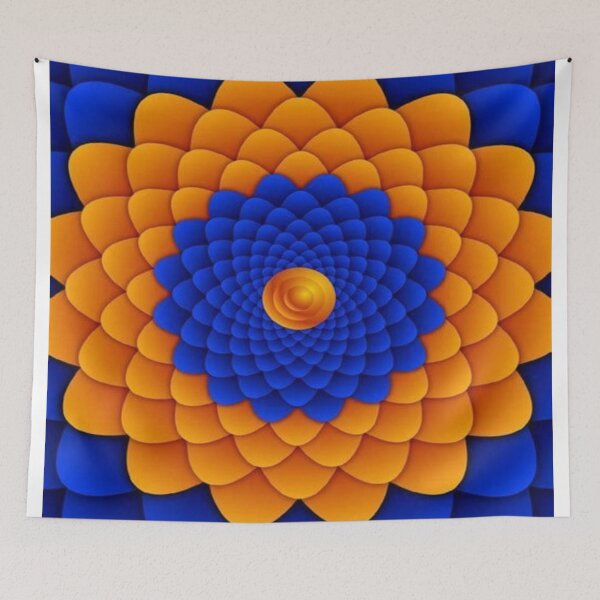 Item preview, Golden Blue and Orange Flowers designed and sold by NengShop.