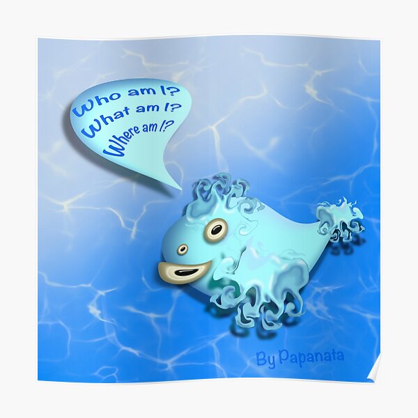  comic illustration sticker who am i what am i where am i poster for