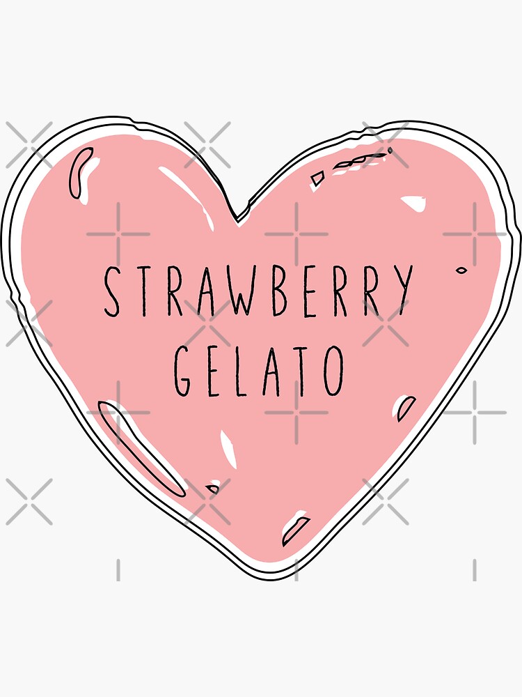 "Ice Cream Addict, I Love Strawberry Gelato, Minimalist Cute Pink Heart
