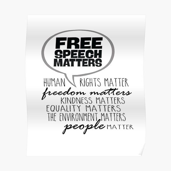 Free Speech Matters - Human Rights Word Bubble in Black Poster