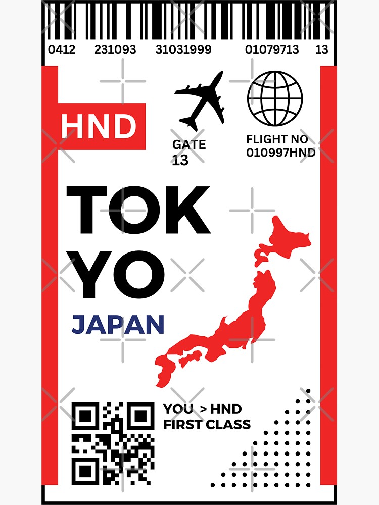 Tokyo Flight Ticket Boarding Pass Travel | Sticker