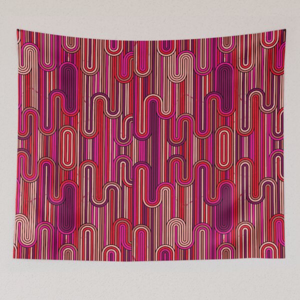 Item preview, Retro Wavy Stripes - Orange Pink designed and sold by SilverPegasus.