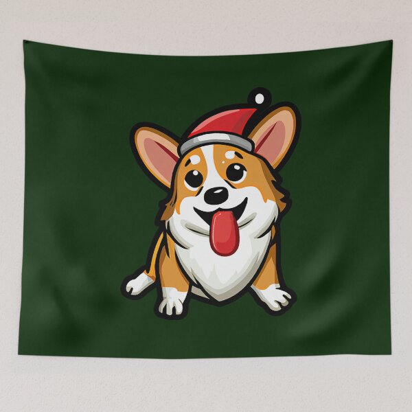 Item preview, Cute Corgi wearing a Christmas Hat designed and sold by DynastyArt.